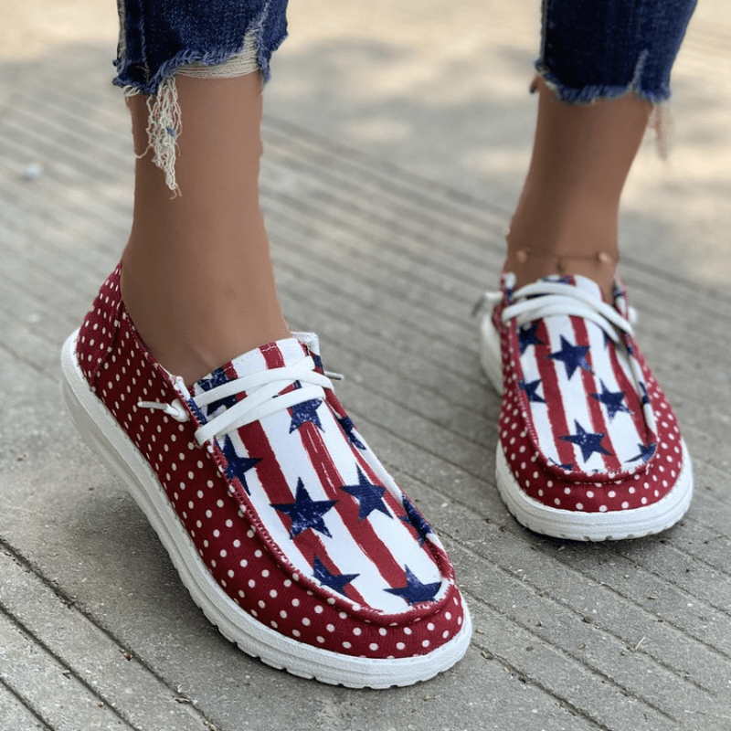 Women's Patriotic Canvas Shoes Lightweight Slip On Casual Sneakers