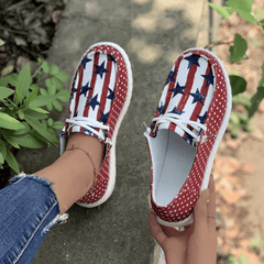 Women's Patriotic Canvas Shoes Lightweight Slip On Casual Sneakers
