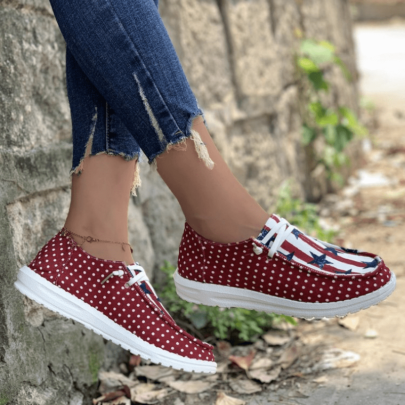 Women's Patriotic Canvas Shoes Lightweight Slip On Casual Sneakers