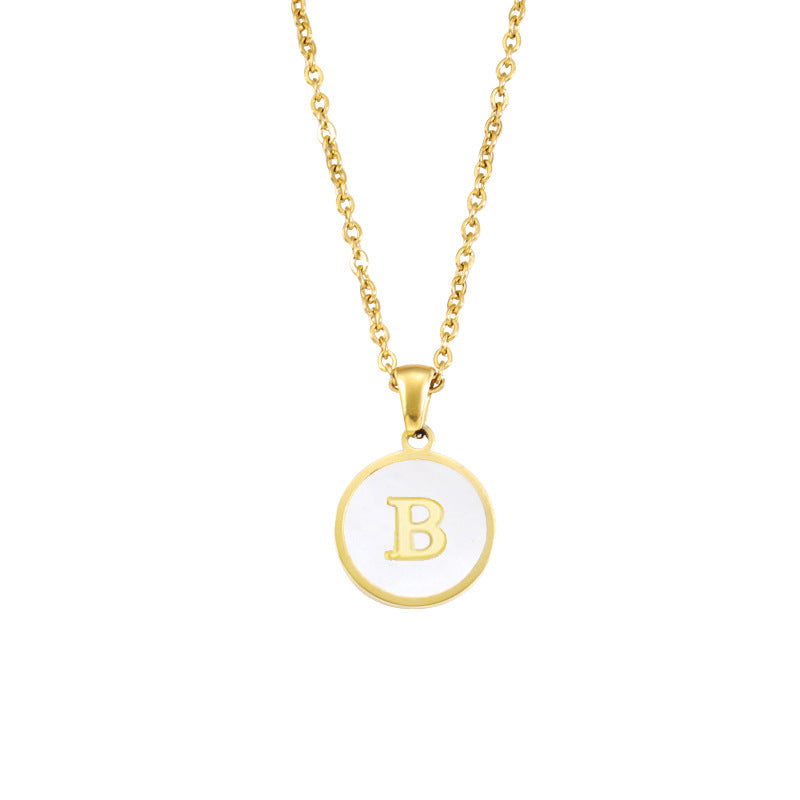 Enamel Initial Letter Pendant Necklace Fashion Jewelry for Women Girls