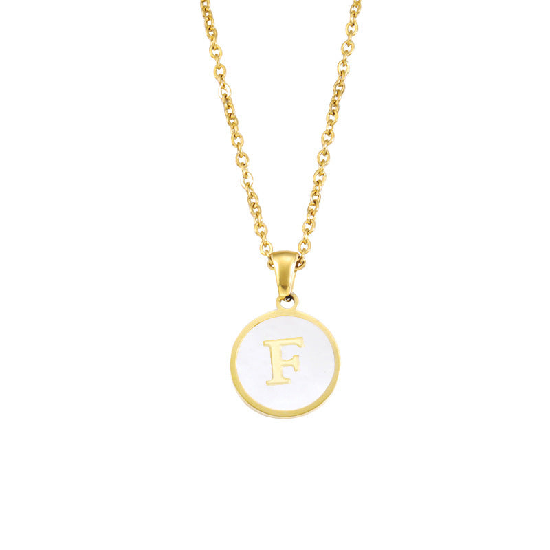 Enamel Initial Letter Pendant Necklace Fashion Jewelry for Women Girls