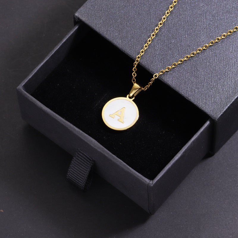Enamel Initial Letter Pendant Necklace Fashion Jewelry for Women Girls