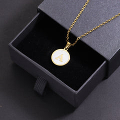 Enamel Initial Letter Pendant Necklace Fashion Jewelry for Women Girls