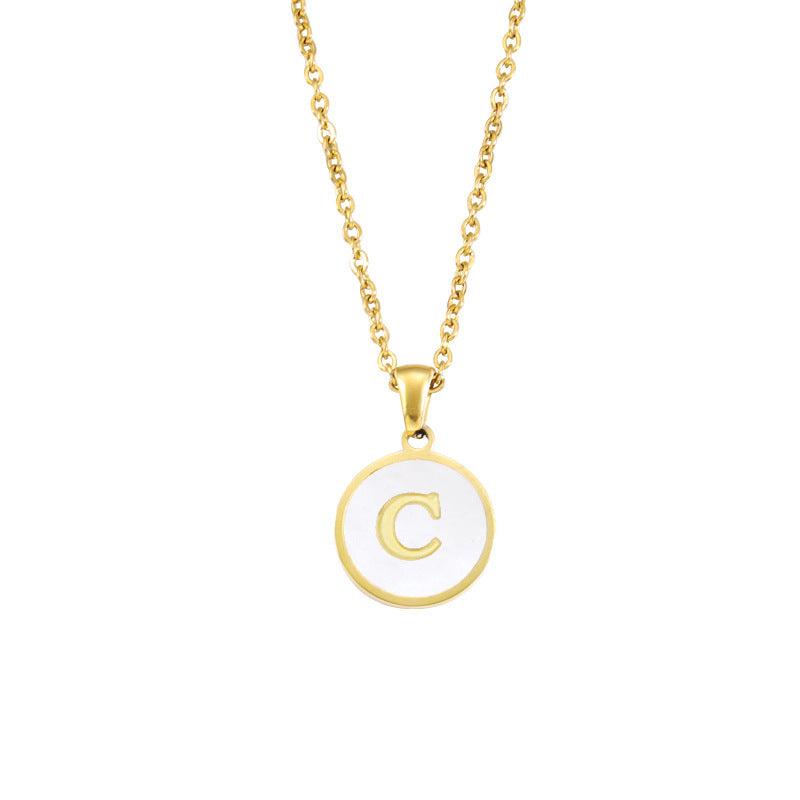 Enamel Initial Letter Pendant Necklace Fashion Jewelry for Women Girls