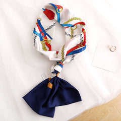 Polka Dot Print Skinny Scarf Long Satin Neckerchief Silk Twilly Scarf