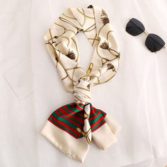 Polka Dot Print Skinny Scarf Long Satin Neckerchief Silk Twilly Scarf
