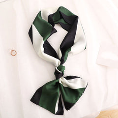 Polka Dot Print Skinny Scarf Long Satin Neckerchief Silk Twilly Scarf