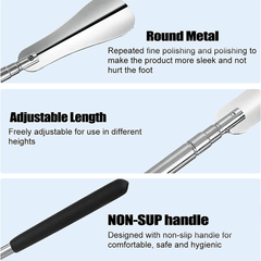 Stainless Steel Extendable Shoe Horn Non Slip Handle Flexible Shoe Spoon