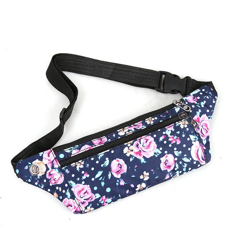 Flower Print Waist Bag for Outdoor Activities