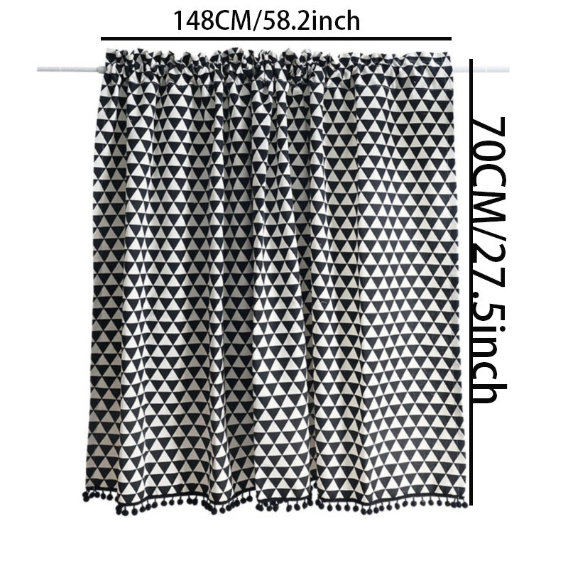 Nordic Style Triangle Pattern Curtains Geometric Short Curtains