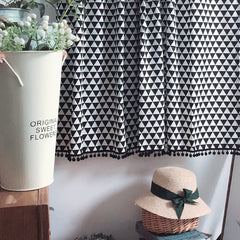 Nordic Style Triangle Pattern Curtains Geometric Short Curtains