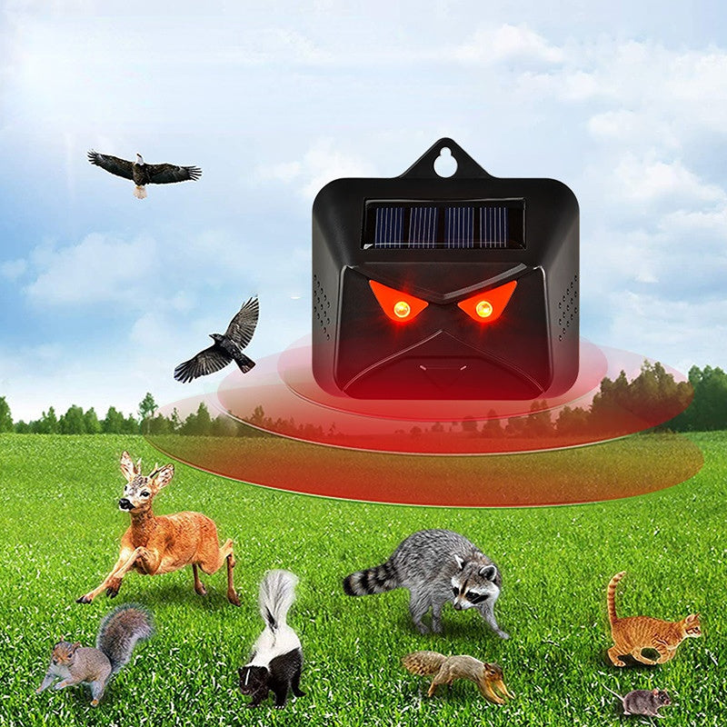 Solar Powered Nocturnal Animal Repeller Red LED Lights Deter Unwanted Animals