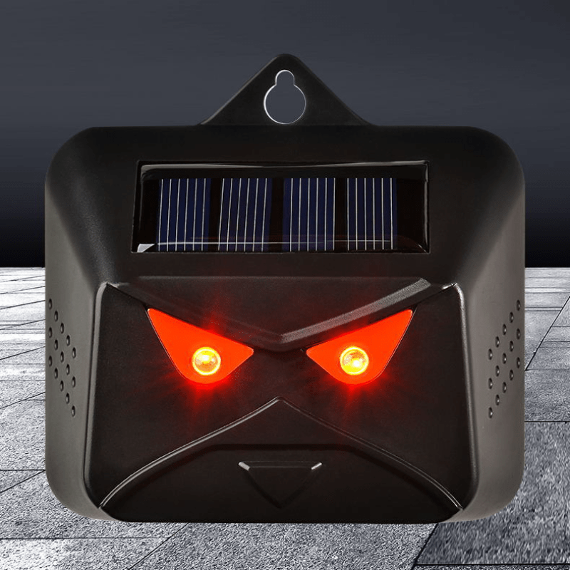 Solar Powered Nocturnal Animal Repeller Red LED Lights Deter Unwanted Animals