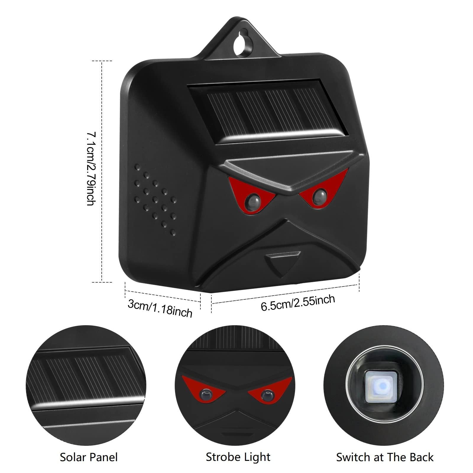 Solar Powered Nocturnal Animal Repeller Red LED Lights Deter Unwanted Animals