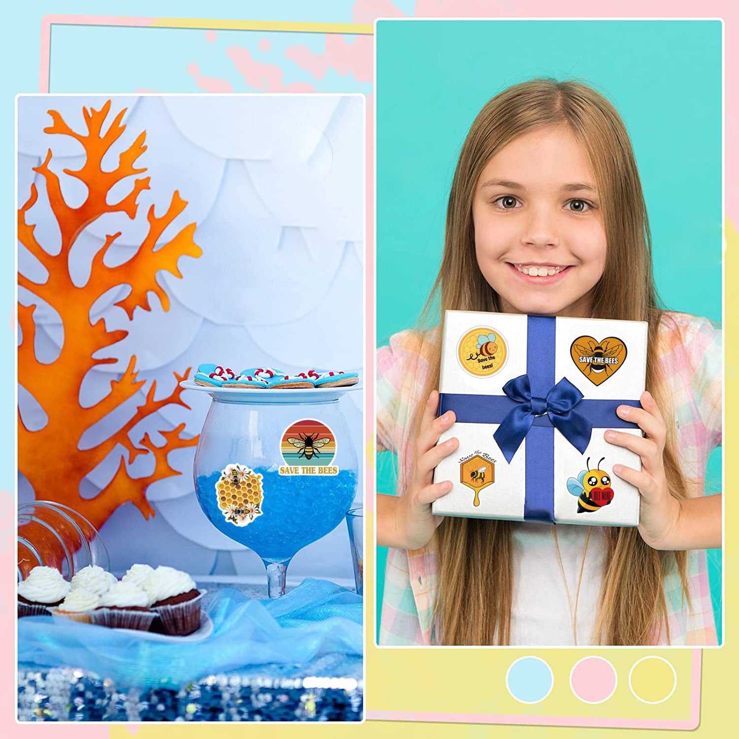 500pcs Bee Stickers Cartoon DIY Animal Waterproof Tape For Children's