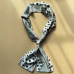 Cartoon Print Skinny Satin Neckerchief Silk Twilly Scarf for Women