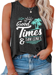 Letter & Tropical Print Tank Top
