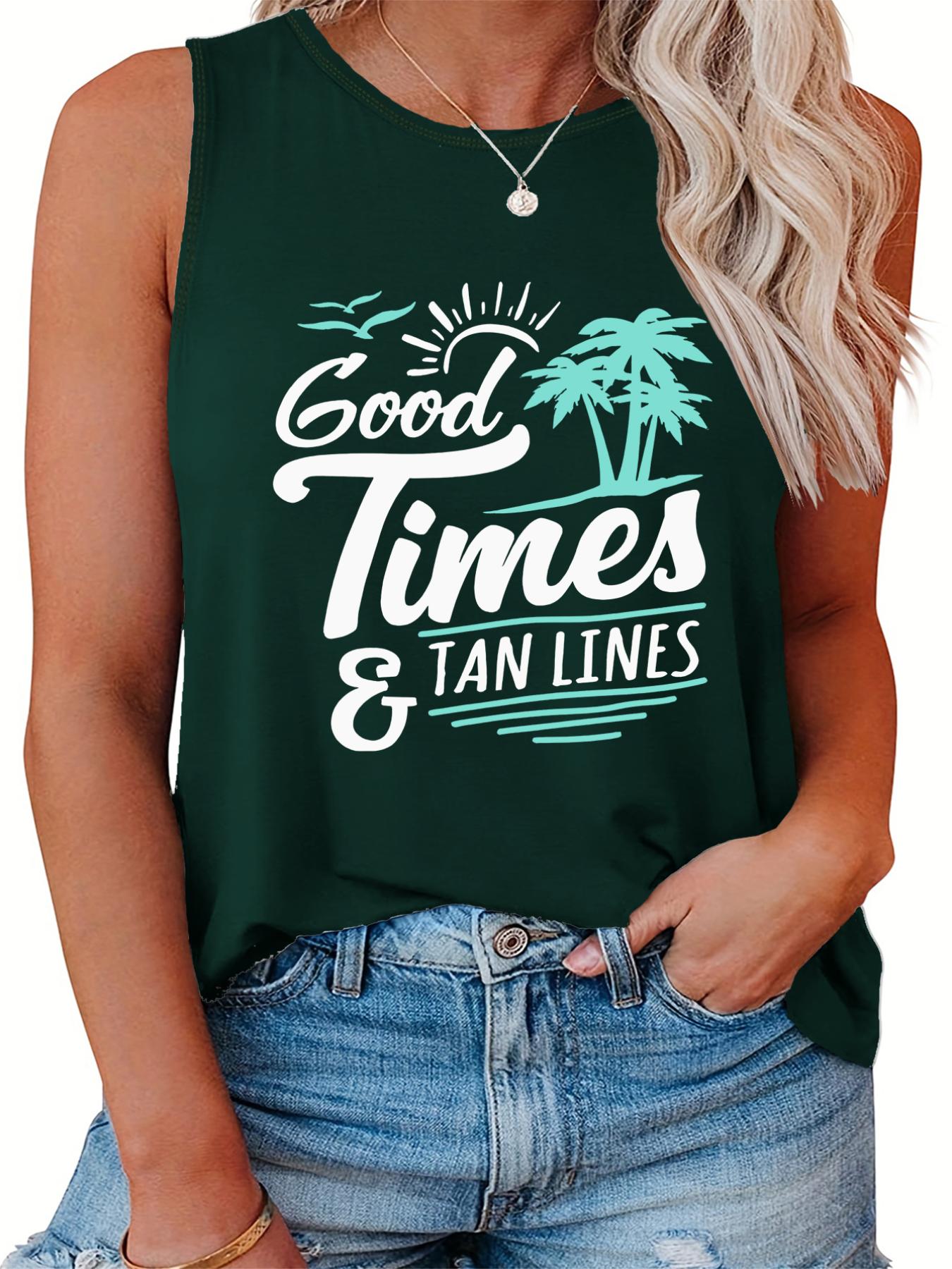 Letter & Tropical Print Tank Top