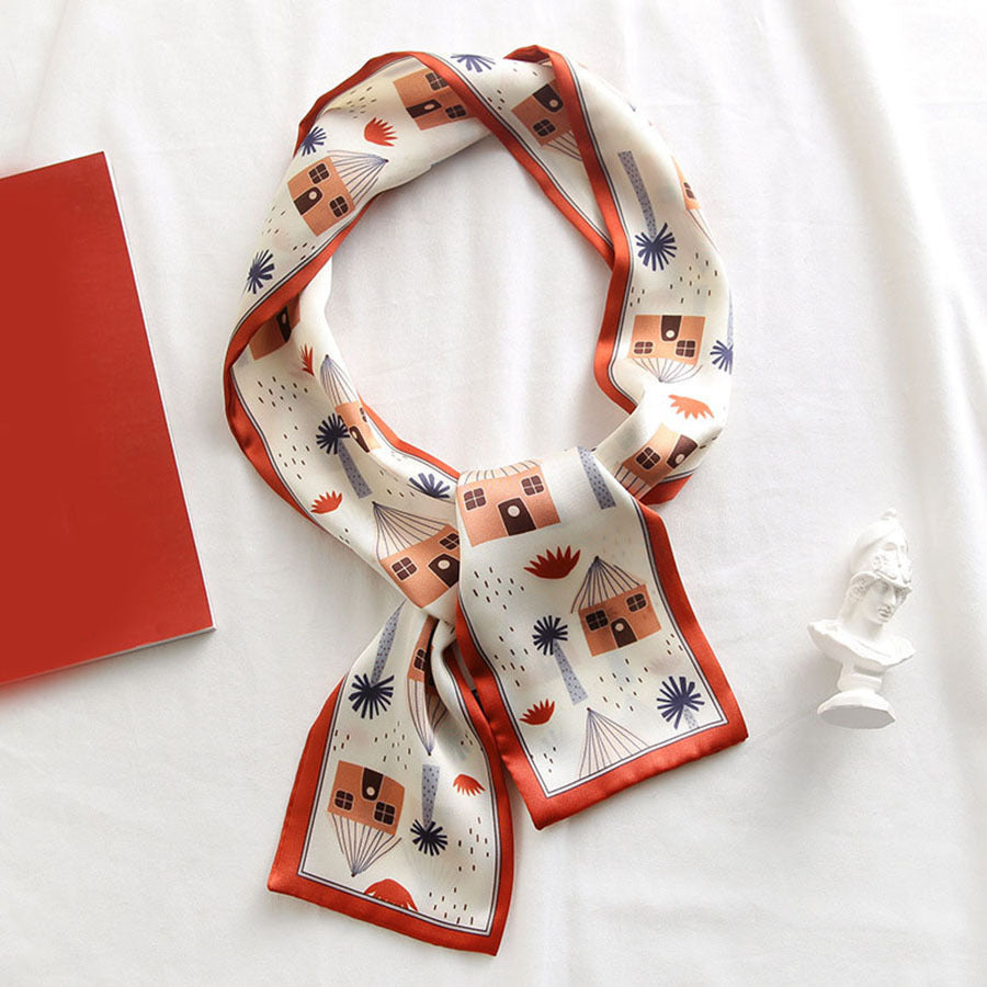Twilly Ribbon Scarf Printed Neck Neckerchief Hair Decorated Ribbon Wrist