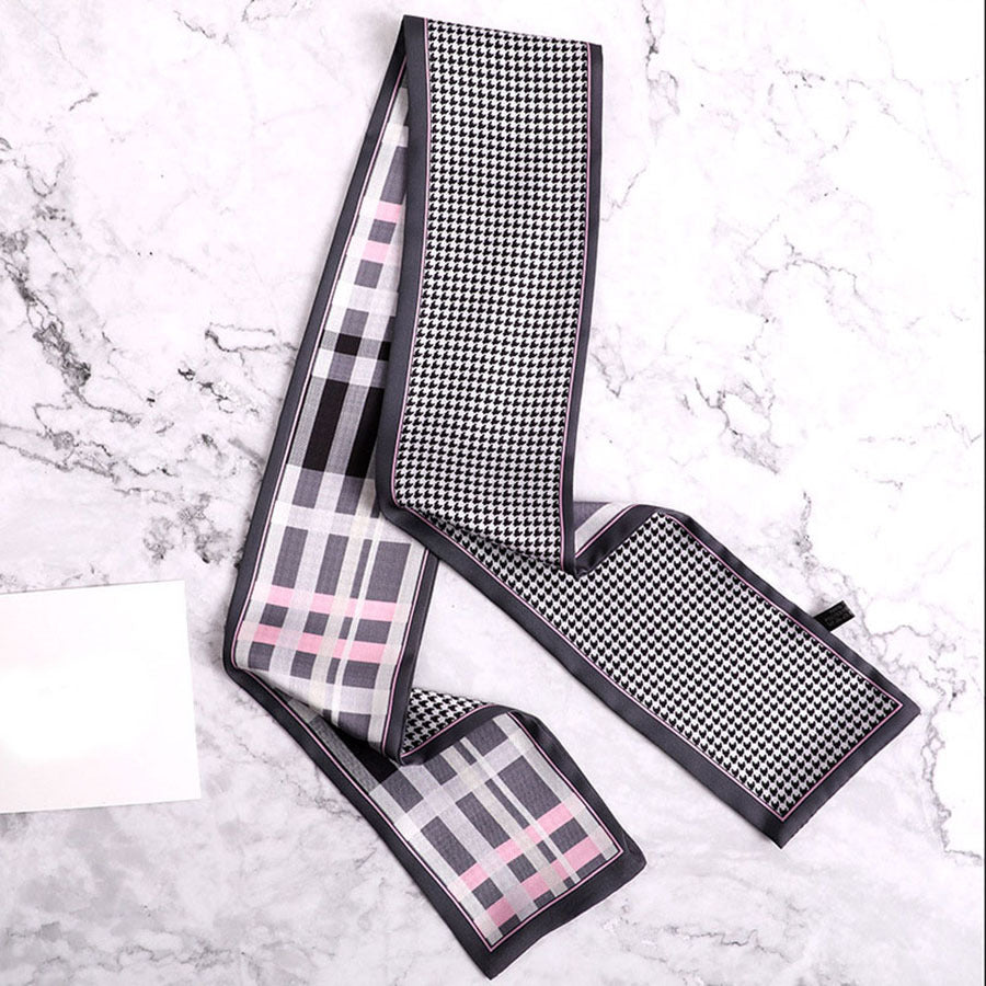 Twill Ribbon Print Small Ribbon Bag Tied Handle Ribbon Scarf