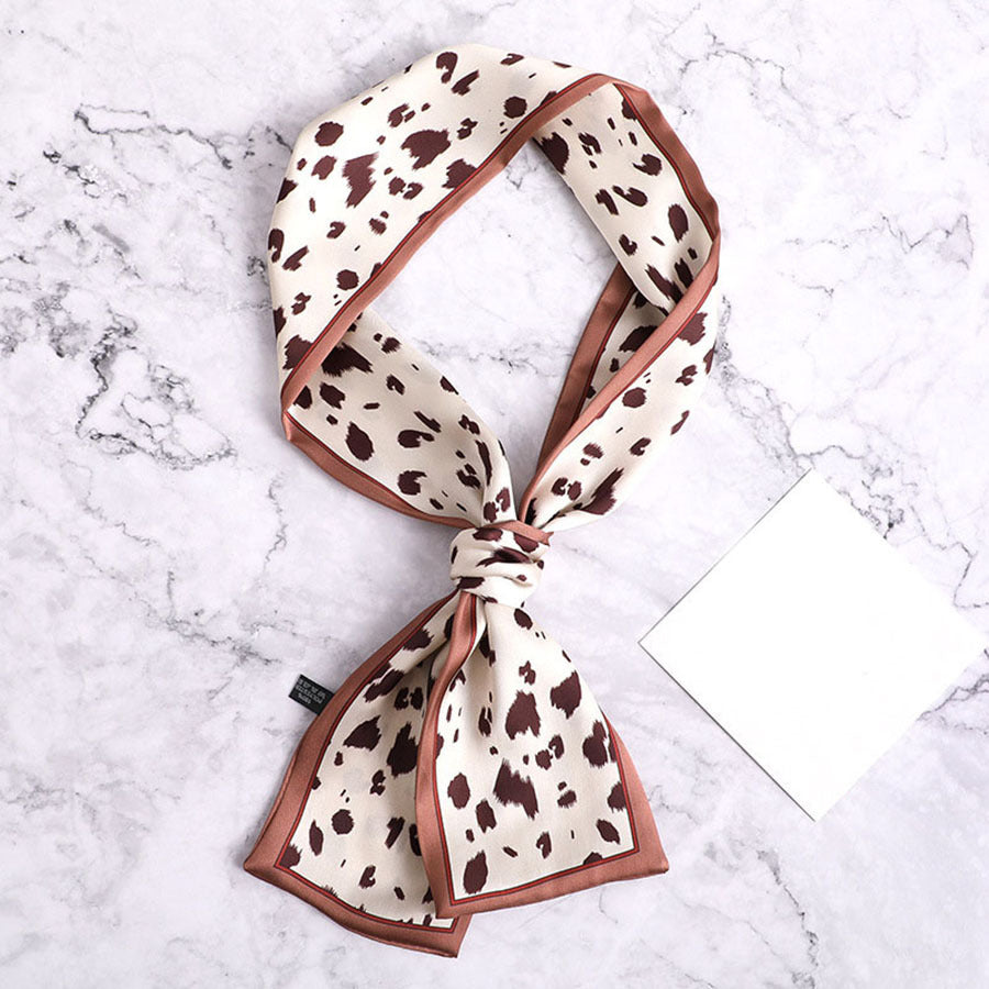 Twill Ribbon Print Small Ribbon Bag Tied Handle Ribbon Scarf
