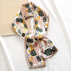Twill Ribbon Print Small Ribbon Bag Tied Handle Ribbon Scarf