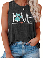 Women's Paw & Heart Print Tank Top