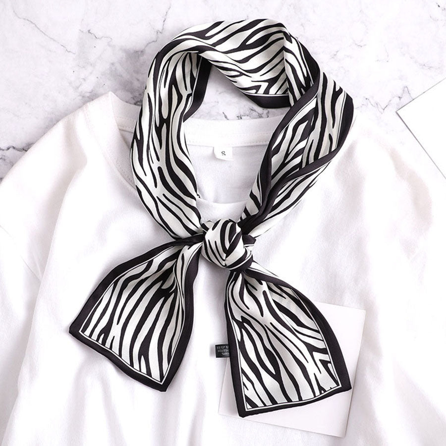 Floral Print Skinny Scarf Long Ribbon Neckerchief Thin Decorative Hairband
