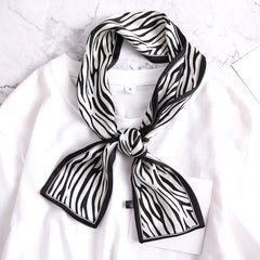 Floral Print Skinny Scarf Long Ribbon Neckerchief Thin Decorative Hairband