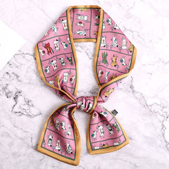 Floral Print Skinny Scarf Long Ribbon Neckerchief Thin Decorative Hairband
