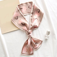 Floral Print Skinny Scarf Long Ribbon Neckerchief Thin Decorative Hairband
