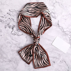 Floral Print Skinny Scarf Long Ribbon Neckerchief Thin Decorative Hairband