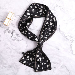 Floral Print Skinny Scarf Long Ribbon Neckerchief Thin Decorative Hairband