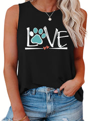 Women's Paw & Heart Print Tank Top