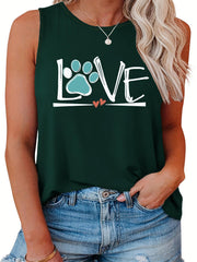 Women's Paw & Heart Print Tank Top