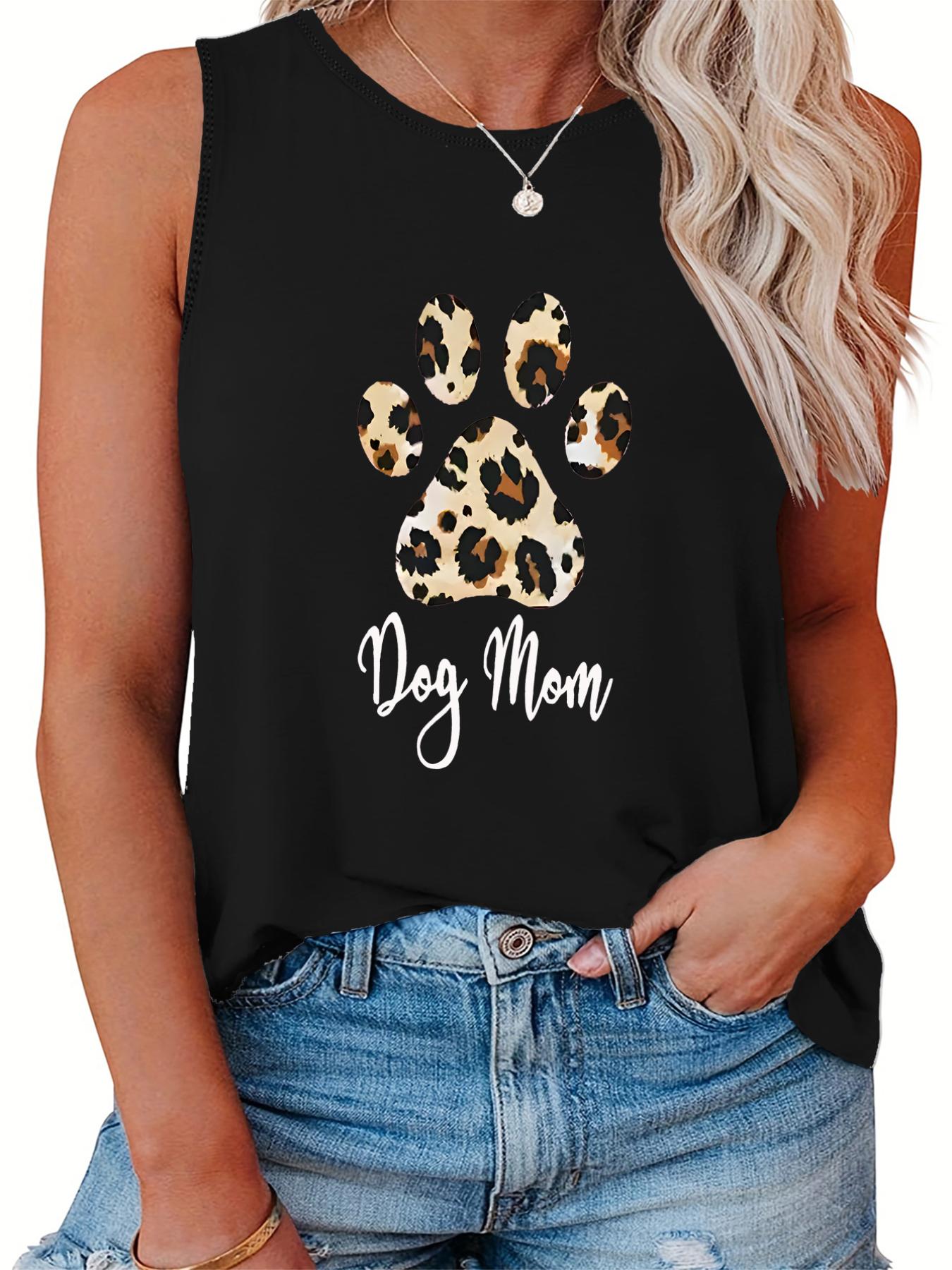 Leopard Paw & Letter Print Tank Top