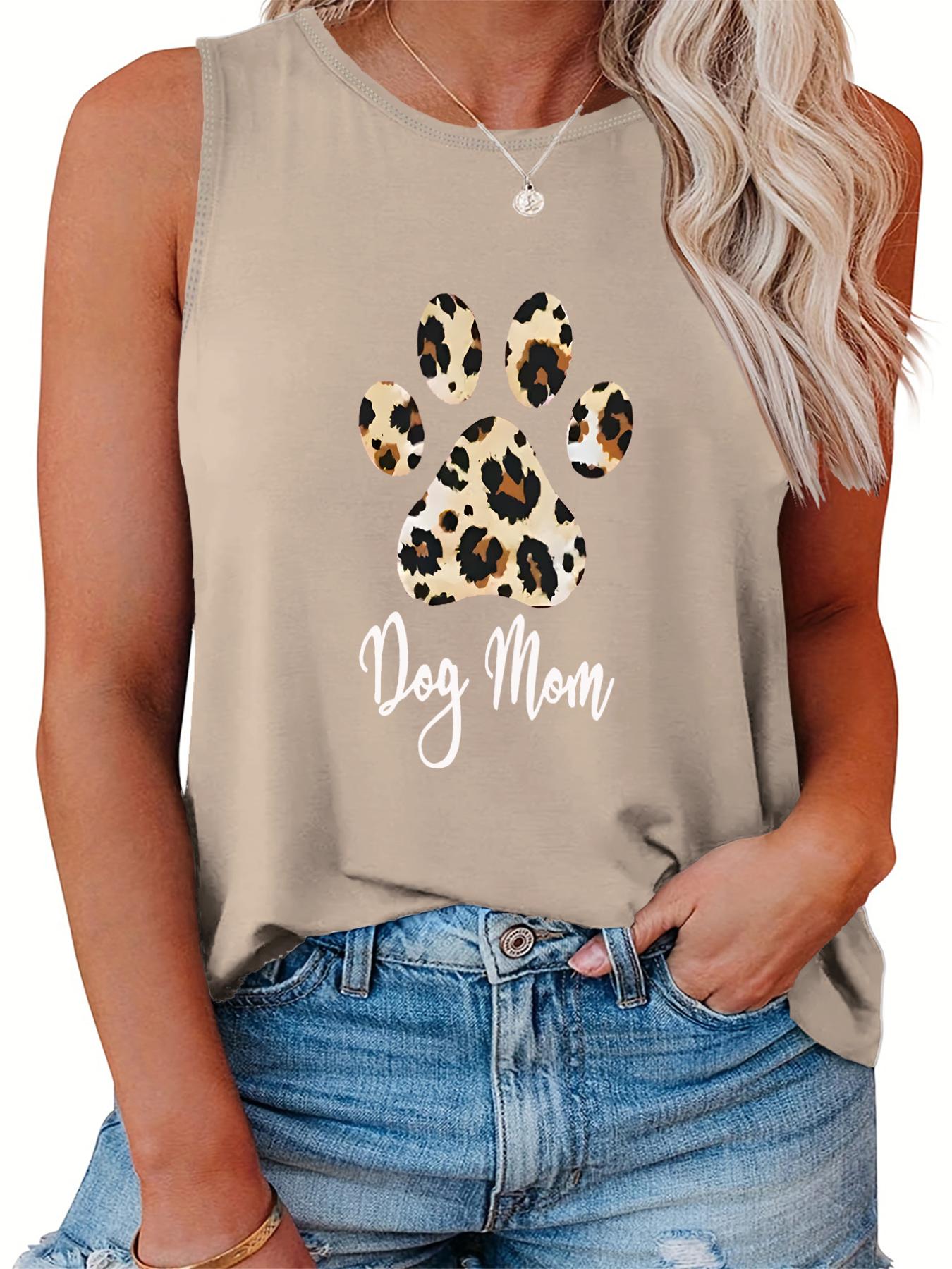 Leopard Paw & Letter Print Tank Top
