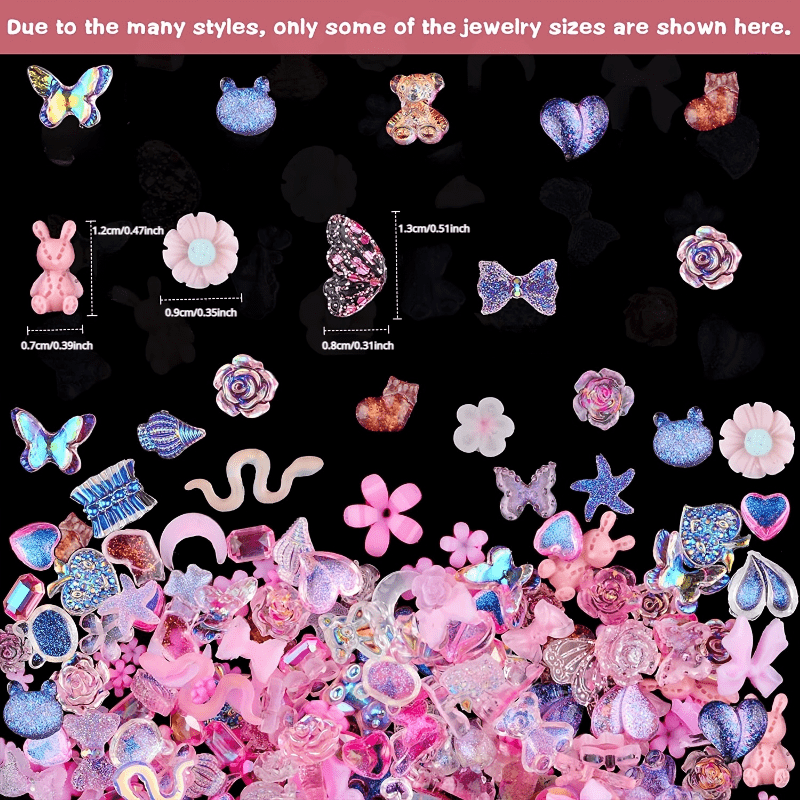 3D Resin Butterfly Bear Nail Charms for DIY Nail Art Deco