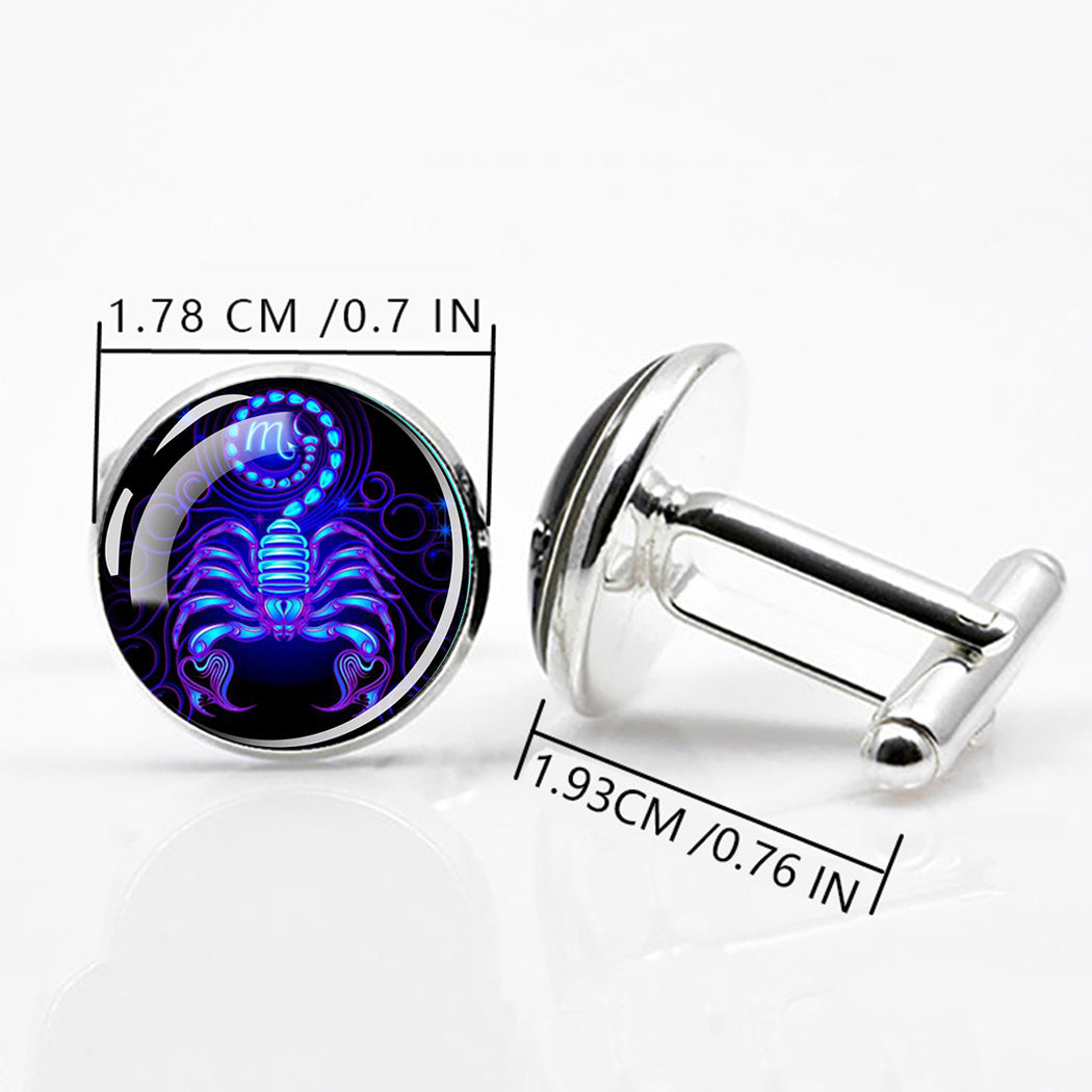 Zodiac Sign Cufflinks Silver Plated Constellation Jewelry