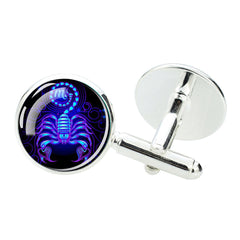 Zodiac Sign Cufflinks Silver Plated Constellation Jewelry