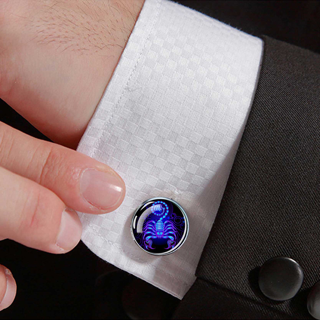 Zodiac Sign Cufflinks Silver Plated Constellation Jewelry