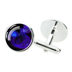 Zodiac Sign Cufflinks Silver Plated Constellation Jewelry