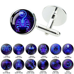Zodiac Sign Cufflinks Silver Plated Constellation Jewelry
