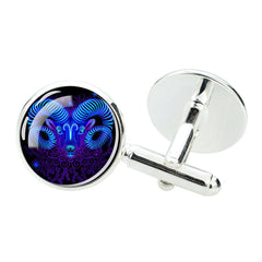 Zodiac Sign Cufflinks Silver Plated Constellation Jewelry