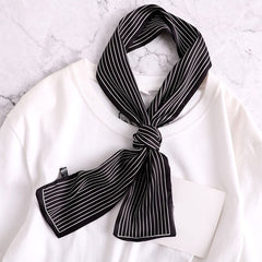 Geometric Print Skinny Scarf Long Ribbon Neckerchief Classic Decorative Twilly