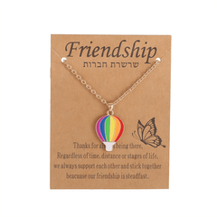 Colorful Rainbow Hot Air Balloon Pendant Necklace - Jewelry Gift For Girls