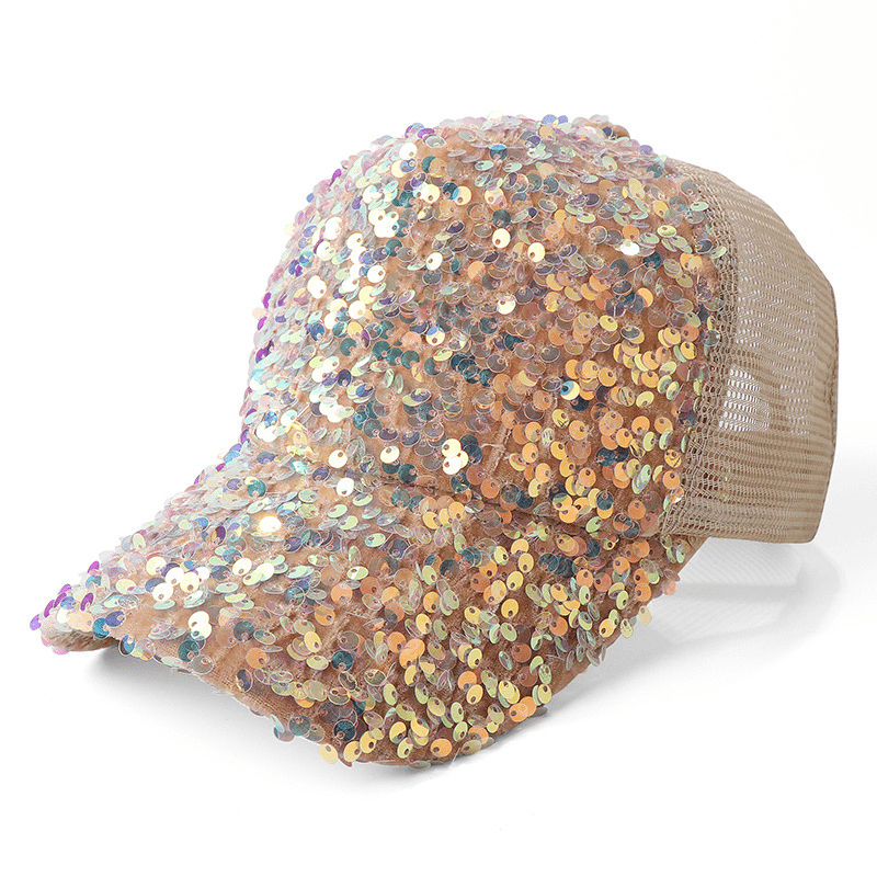 Sequins Baseball Cap Hip Hop Trucker Hat Mesh Breathable Y2K Adjustable Dad