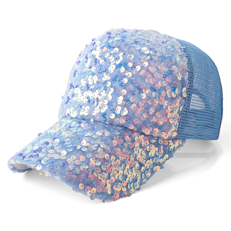Sequins Baseball Cap Hip Hop Trucker Hat Mesh Breathable Y2K Adjustable Dad