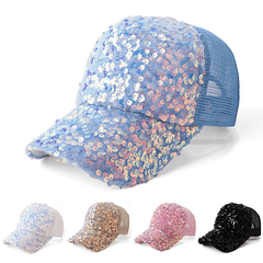 Sequins Baseball Cap Hip Hop Trucker Hat Mesh Breathable Y2K Adjustable Dad