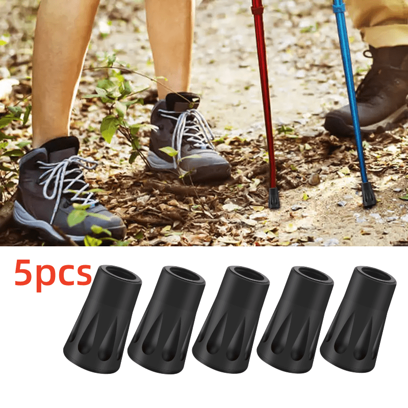 5pcs Rubber Walking Pole Tips for Trekking Poles - Improve Traction